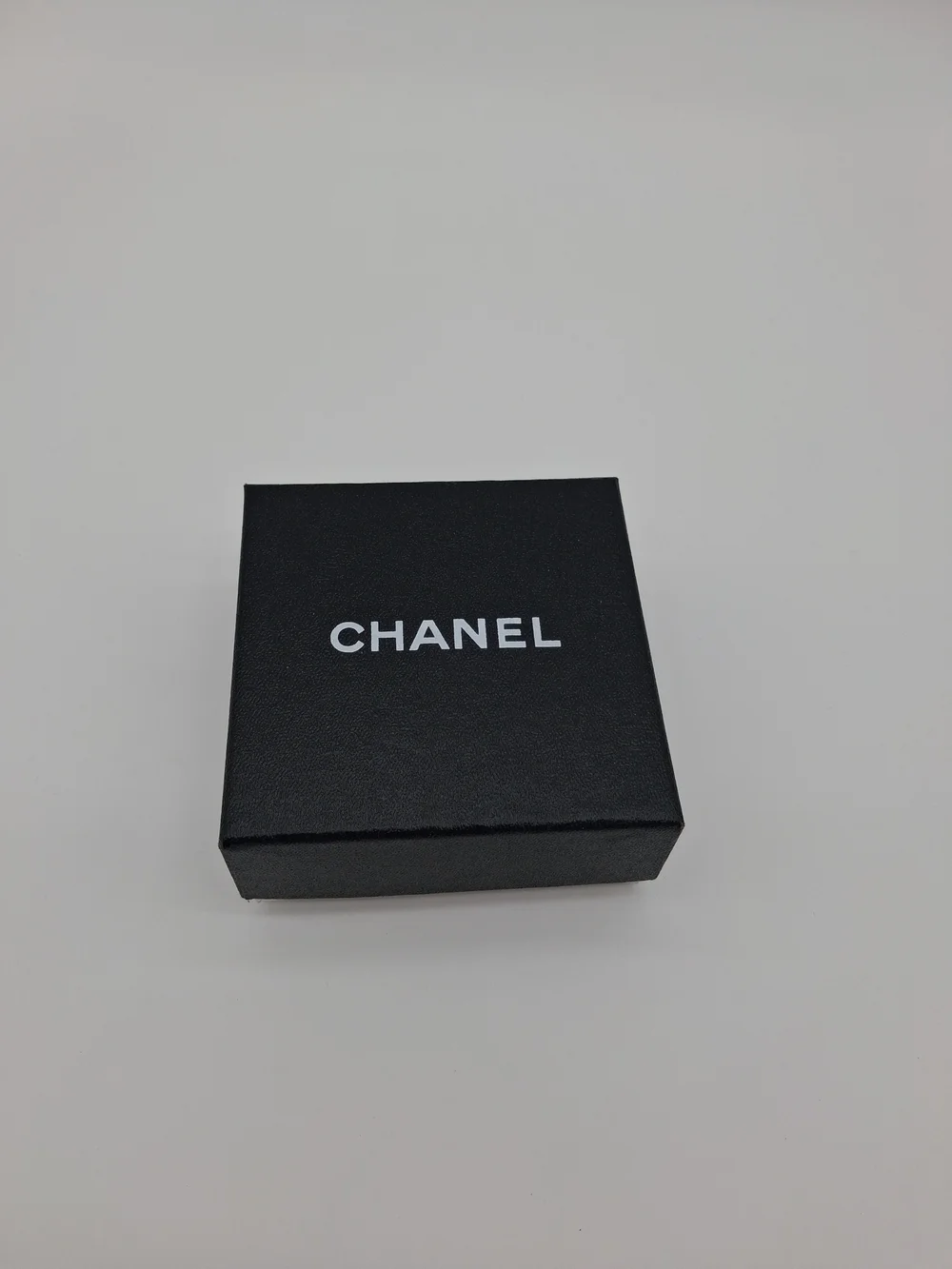 CHANEL Black Jewelry Paddes Gift Box White Interior Ribbon Care Tags Packaging